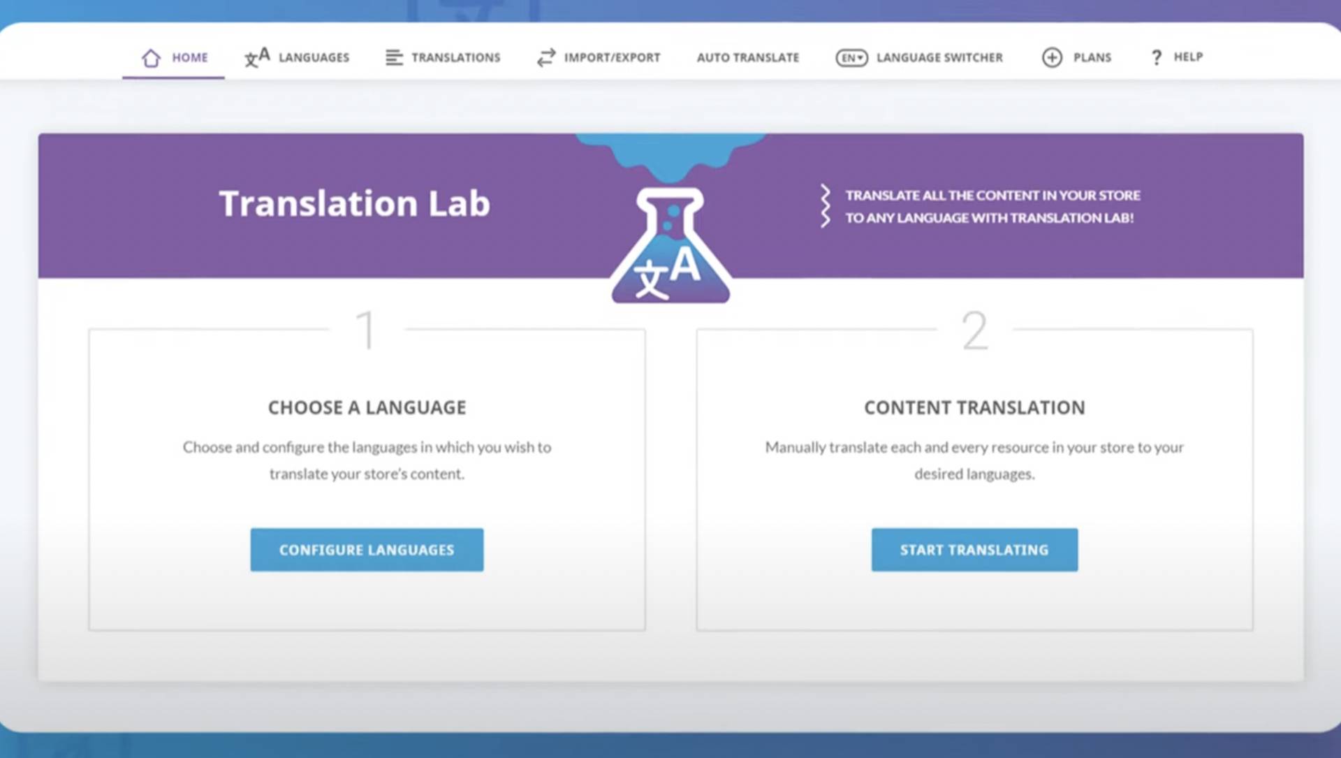 Translation lab - native shopify app