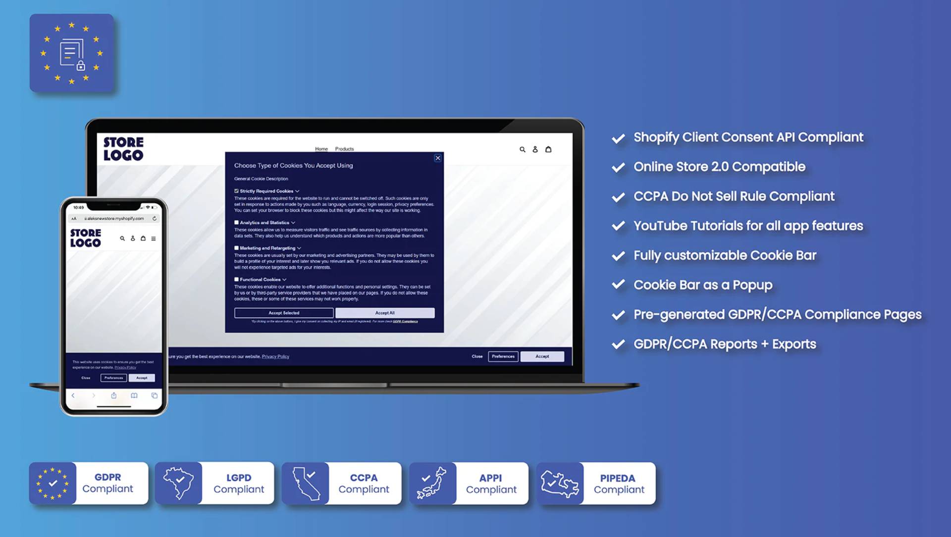 gdpr cookie management δωρεάν εφαρμογή Shopify