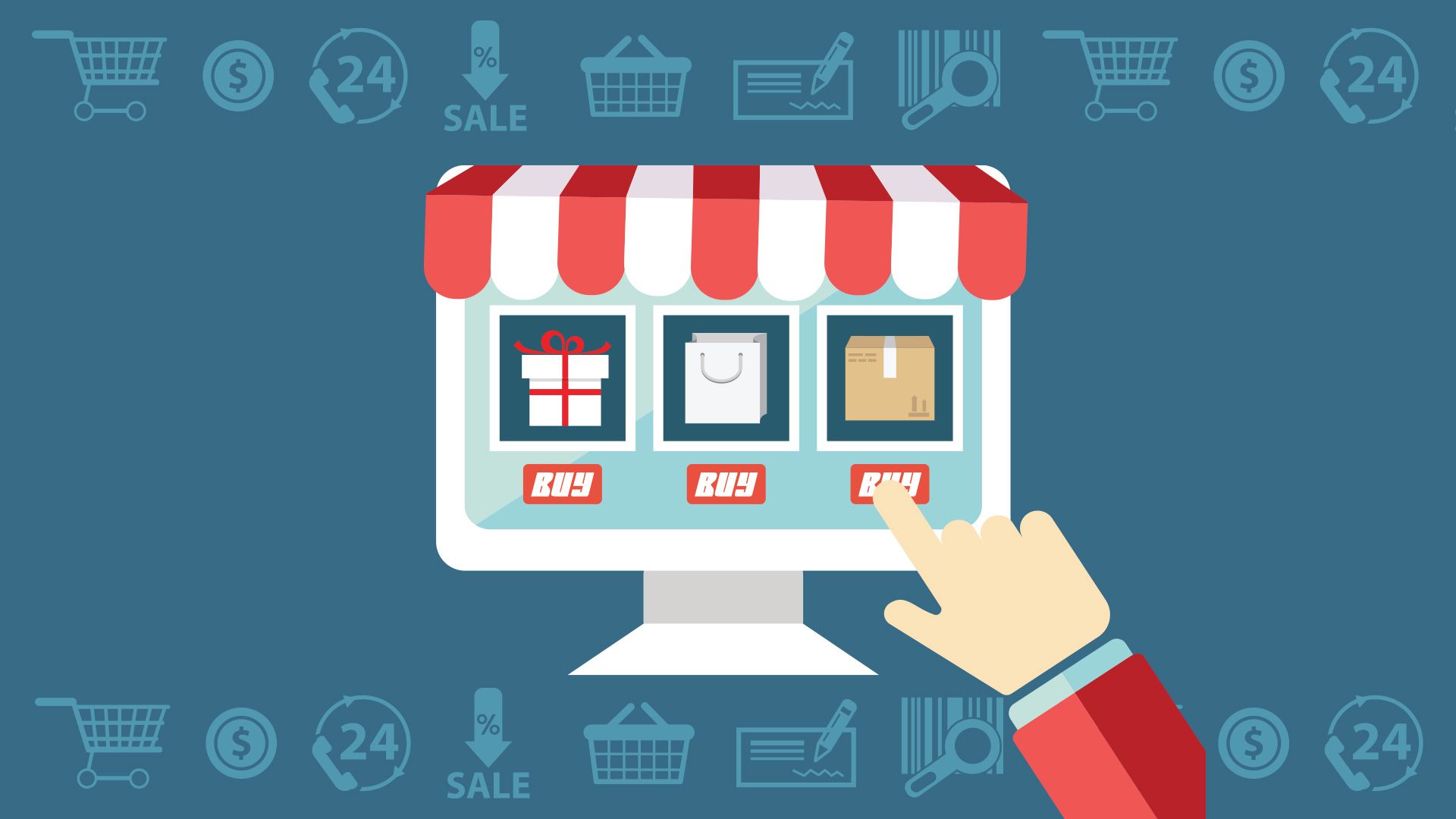 illustration οθόνης ντυμένης σαν checkout σελίδα από eshop
