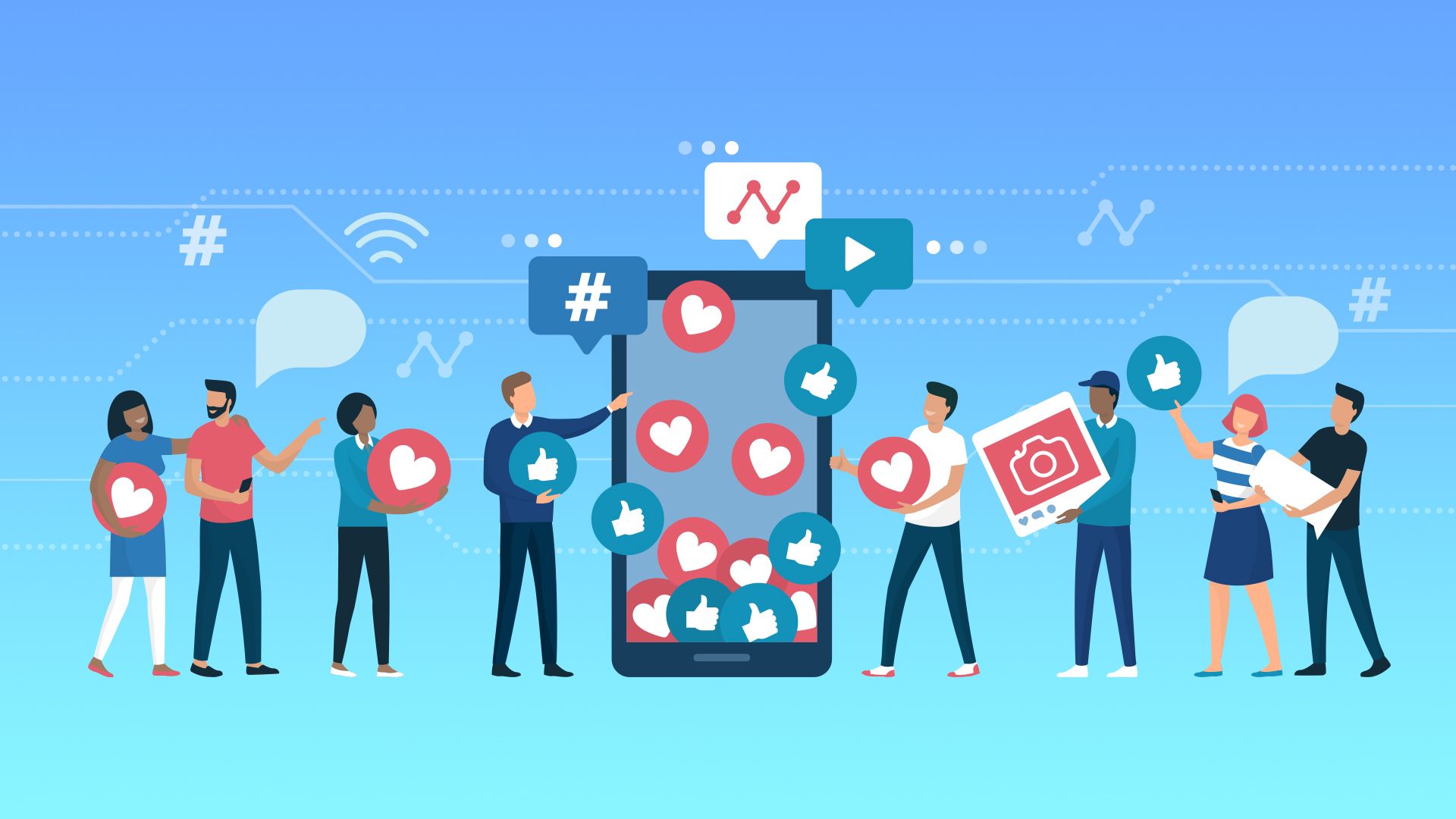 happy followers on social media