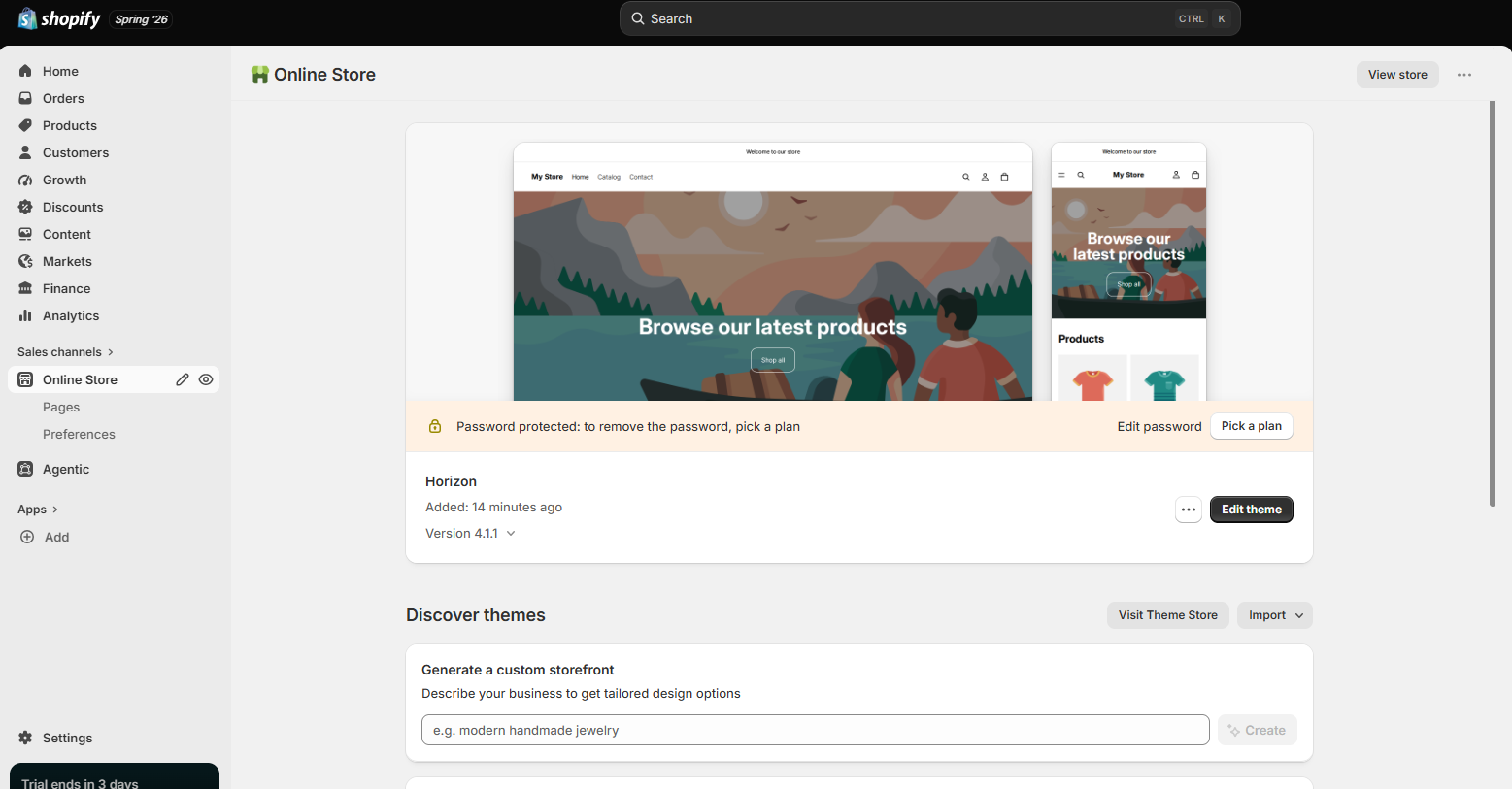 προσθήκη theme σε κατασκευή eshop Shopify